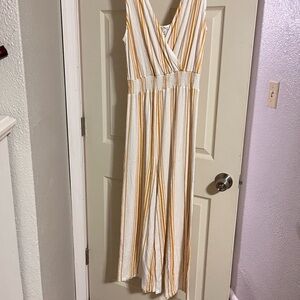 Yellow and white jumpsuit